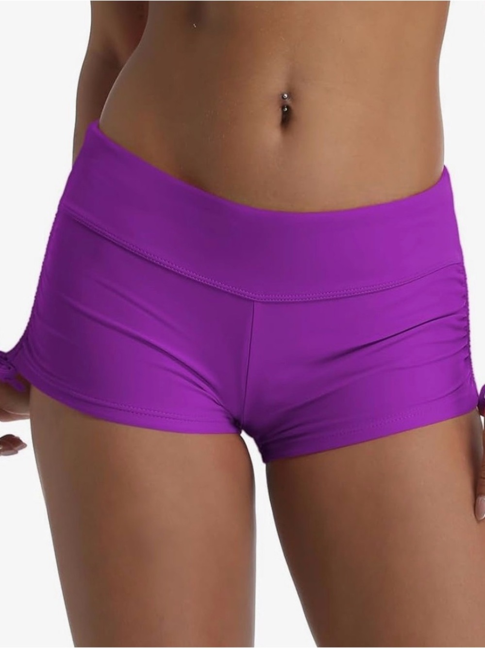 Micosuza Women's Purple Swim Shorts - Stretch Low-Rise Boyshorts